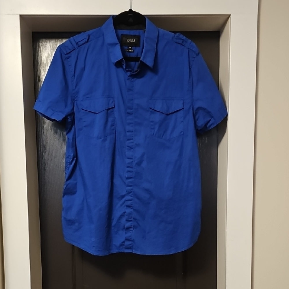 GUESS Royal Blue Short-Sleeve Button-Down Shirt